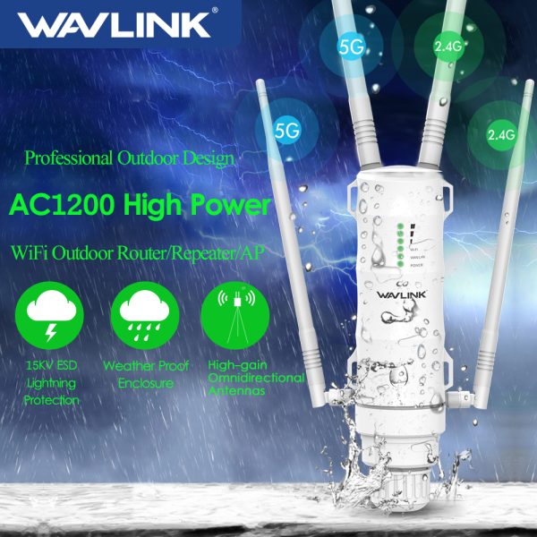 Wavlink High Power AC1200/600/300 Outdoor Wireless WiFi Repeater AP/WiFi Router Dual Dand 2.4G+5Ghz Long Range Extender POE 1