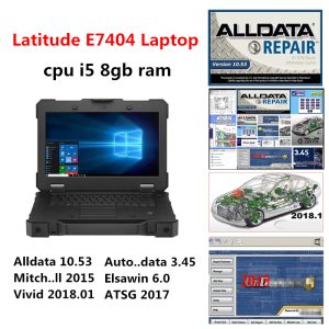 For Dell E7404 Rugged Extreme 7404 Laptop CPU i5 8G Ram with Alldata,Mitch..ll,Atsg,Vivid 2018.01,Elsa,Auto--data Installed Well 1