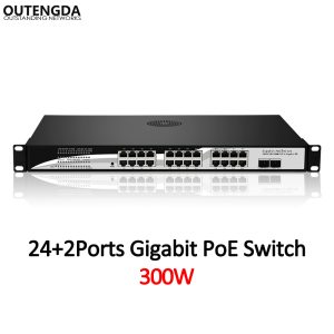 24 Port Gigabit POE Switch with 24 Full-gigabit 1000M Poe Ports 2 Gigabit Optical SFP Slots Power to IPCams, WiFi AP 1