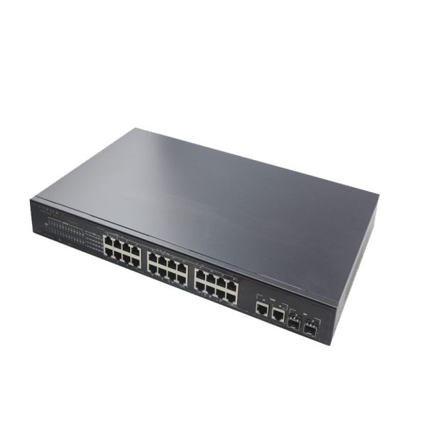 HY5 power pin IEEE802.3af/at active poe switch 24 port 1U 19" rack mount power supply network poe 400w with 2 gigabit sfp/rj45 1