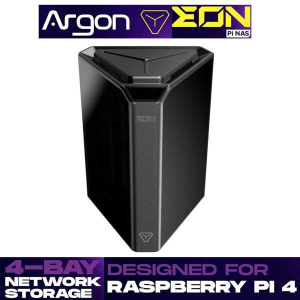 Argon EON Pi NAS Case 4-BAY SATA HDD SDD Network Attached Storage RTC Aluminum Enclosure BYO NAS for Raspberry Pi 4 Model B 1